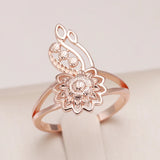 New Unusual Metal Sculpture 14K Rolled Rose Gold Flower Ring - Vintage Syle Jewellery