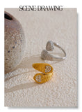 18K Gold Plated Stylish Adjustable Stainless Steel AAA Zirconia Diamonds Heart Snake Ring