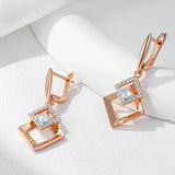 14K Rolled Gold New Fashion Shiny AAA Zircon Diamonds two tone Drop Earrings for Women