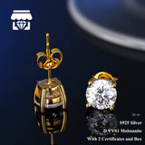 Real Moissanite Earrings 0.5CT 1CT 2CT For Women and Men Fine Jewellery.