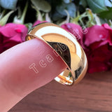 Gold-Color Domed High Polished Finish Tungsten Carbide Men Women Wedding Rings
