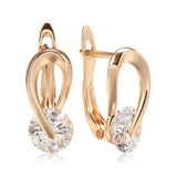 New 14K Rolled Rose Gold Special Inlay Single AAA Zircon Crystal Curve Piercing Earrings, Luxury Jewellery