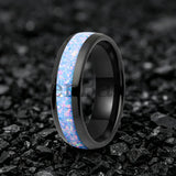 Rainbow Fire Opal Inlay 4/6/8mm Tungsten Carbide  Men Women Comfort Fit Rings