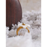 18K Gold Plated Natural Shell Flower Fashion Stainless Steel Stylish Exquisite Ring