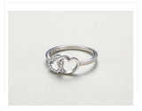 Sweet Heart to Heart AAAA Lab Created Diamond 925 Silver Ring Fine Jewellery