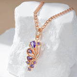 14K Filled Gold Fashion Lilac With Purple AAA Zircon Crystals Pendand Necklace For Women