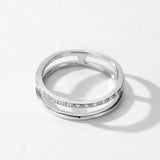 Minimalist Hollow Sterling Silver AAAA Lab Created Diamond Double Layered Ring
