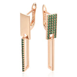 14 Karat Gold Filled Trendy Square Geometry Full Green AAA Zircon Diamonds Earrings