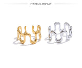 18K Gold Plated Minimalist Stainless Steel Metal Irregular Open Adjustable Ring