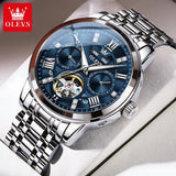 Luxury Skeleton Flywheel Automatic Watch for Men - Dual Calendar Waterproof Luminous Stainless Steel Watch