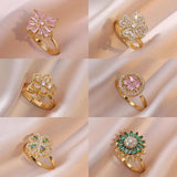 New Luxury AAA Zircon Crystals Four-leaf Clover Rotating Rings - Fashion Style for Women  Jewellery Gifts