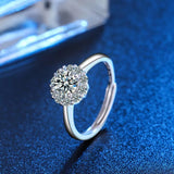 Fashionable Design Sense of Light Luxury  Moissanite Diamond 1 Carat Stars and Moon Silver Ring - Niche Jewellery