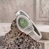 Honeycomb Bullet Texture Dial Single-Coil Snake Bangle Futuristic Statement Watch