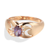 14K Rolled Gold Luxury Purple Oval AAA Zircon Diamonds Fine Jewellery Trendy Rings