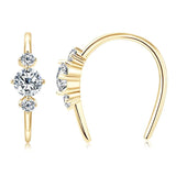 Elegant U shaped 3 Stone D Colour 0.72CT Moissanite Diamonds Hoop Earrings for Women Silver Wedding Fine Jewellery - The Jewellery Supermarket