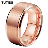 Stepped Beveled Brushed Finish 10MM Classic Men Women Tungsten Carbide Rings