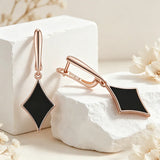 14 Karat Rolled Gold Vintage Black Stone Dangle Earrings High Quality Daily Fine Jewellery
