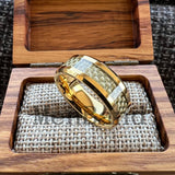 Carbon Fiber Inlay 4/6/8mm Gold Tungsten Engagement Wedding Rings for Men Women