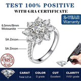 18K White Gold Plated 925 Sterling Silver 2 Carat Sunflower Moissanite Diamonds Engagement Weddings Rings For Women