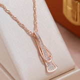 14K Gold Filled Geometric Full Paved AAA Zircon Diamonds Curve Triangle Pendant Necklace