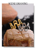 18K Gold Plated Minimalist Stainless Steel Metal Irregular Open Adjustable Ring