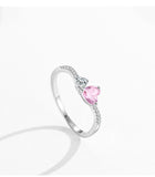 Romantic Dazzling Pink Heart AAAA Lab Created Diamond 925 Sterling Silver Ring