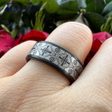Laser Engraved Pipe Cut Brushed Finish 6MM 8MM Tungsten Wedding Men Women Rings