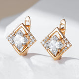 14 Karat Gold Filled Luxury Shiny Square AAA Zircon Princess Cut Diamond Earrings