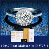 New 100% Real Moissanite Ring D Colour VVS1 Pass Diamond Test Adjustable S925 Silver GRA Certificate Wedding Rings