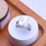 Irregular Big Baroque Natural Pearl Gold AAA Zircon Diamonds Silver Colour Rings
