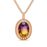 14K Gold Filled Big Oval Colorful AAA Zircon Crystal Ethnic High Quality Necklace