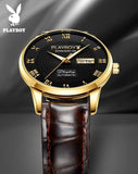 Top Brand Fashion High Quality Leather Waterproof Week Date Luxury Automatic Mechanical Men's Wristwatch - The Jewellery Supermarket