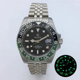 NH34 GMT Luminous Bezel Sapphire Glass Stainless Steel Bracelet Mechanical Watch