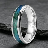 Dome High Polished Inlaid Gunmetal-Green Flow Sand 6mm 8mm Tungsten Carbide Rings