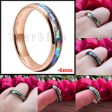 Abalone Shell Inlay Domed Polished 4mm Tungsten Wedding Women Rings
