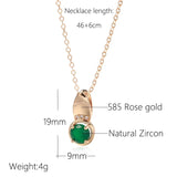 Luxury 14K Rolled Rose Gold AAA Zircon Round Emerald Crystal Necklace For Women -High Quality  Jewellery