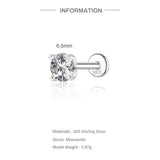 D Colour Four Prong Moissanite Diamonds 0.03-1.2CT Flat Back Piercing Earrings