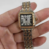 Luxury Full CZ Diamonds Top Brand Square Roman Quartz Fashion Stainless Steel Women's Watches