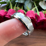 Popular Ring Beveled Polished Brushed 6/8mm Men Women Tungsten Wedding Rings