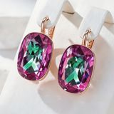 14 Karat Gold Filled Big Purple Green Gradient AAA Zircon Crystals Drop Earrings For Women