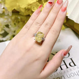 Excellent Luxury Silver Crushed Ice Cut 14CT AAAAA High Carbon Lab Created Sapphire Citrine Gemstone Big Rings - The Jewellery Supermarket