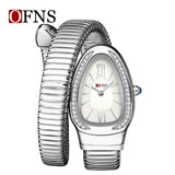 Brand New High-End Women's Snake Shaped Quartz Watches. Zircon Diamonds Inlaid Two Needle Retro Ladies Watches