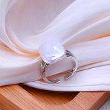 Irregular Big Baroque Natural Pearl Gold AAA Zircon Diamonds Silver Colour Rings