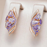 Luxury Trend 14K Filled Rose Gold Shiny Purple AAA Zircon Crystals Drop Earrings - Quality Fine Jewellery