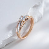 14K Gold Filled 2 tone Mix AAA Zircon Diamond Setting Solitaire Design Luxury Ring