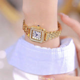 New Arrival Stainless Steel Square Luxury High Quality Fashion Rhinestone Crystals Ladies Watches