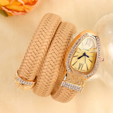 Unique Snake Shape AAA Luxury Fashion Quartz Watches Women's Zircon Diamonds Bling Gold Colour Ladies Watches