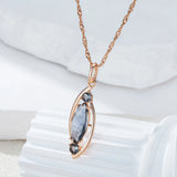14K Gold Filled Grey AAA Zircon Crystal Rhombus Pendant Necklace Luxury Jewellery