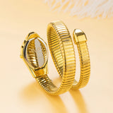 New Luxury Top Fashion Brand Snake Design Gold Colour Stainless Steel Bracelet Quartz Ladies Wristwatches