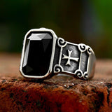 New Stainless Steel Cross Black Zircon Ring - Cool Wedding Mens High Quality Fashion Christian Jewellery - The Jewellery Supermarket